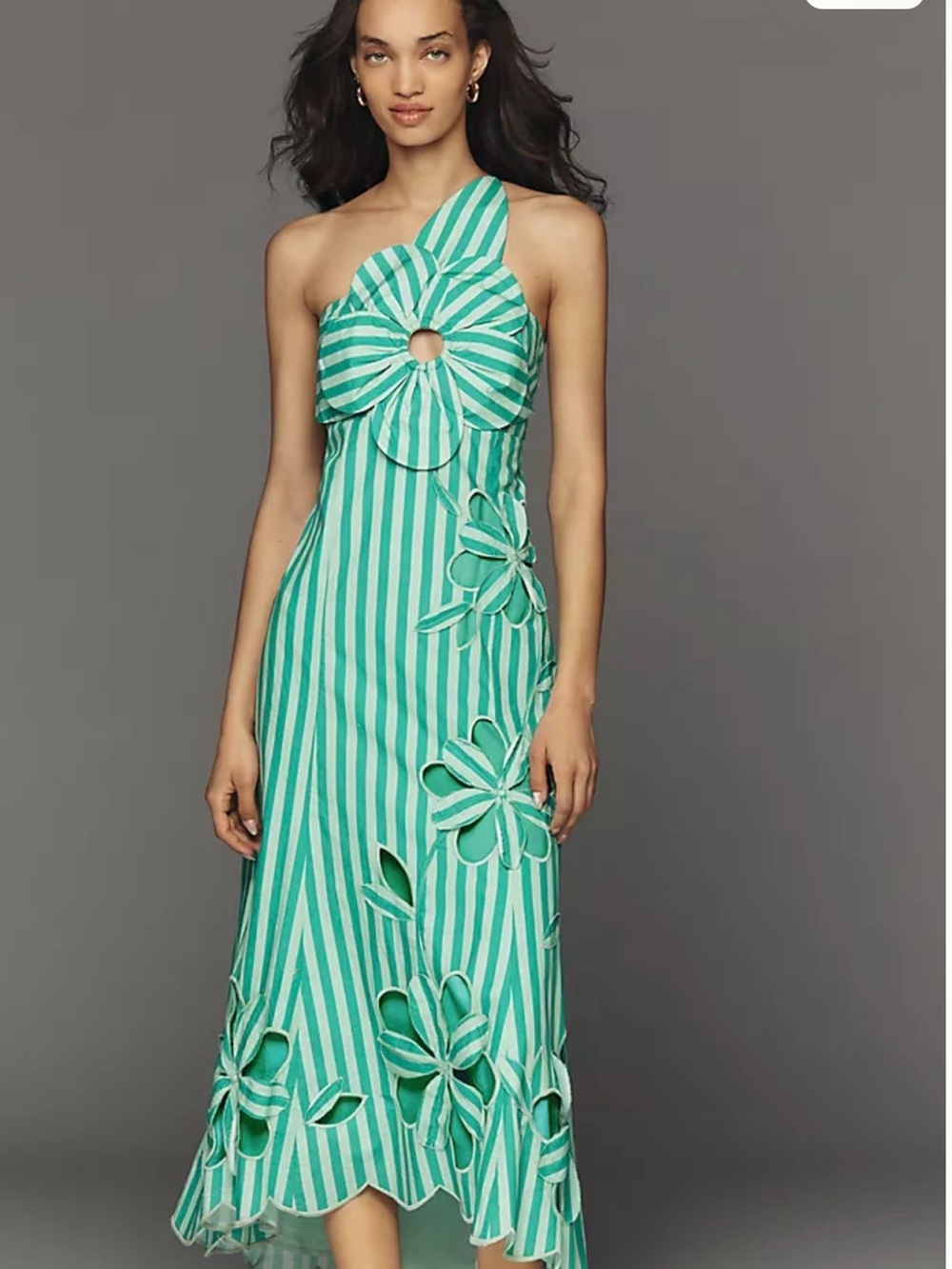 Anthropologie Amara One-Shoulder Cutwork Midi Dress